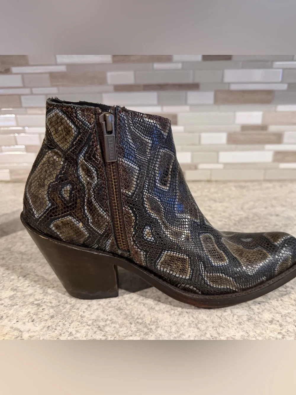 Liberty Black Breton Snake Print Booties
